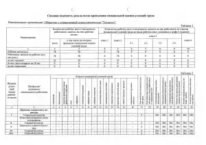 Сводная ведомость результатов проведения специальной оценки условий труда (ООО Техэкспо)